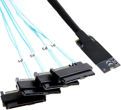 M.2 SFF-8643 إلى 4 X SAS 8482 CONTRALTER CABLER-12 جيجابت في الثانية من خادم عالي السرعة ، و 30AWG الأسلاك النحاسية ، والتوصيل والتشغيل (0.5M) in Saudi Arabia