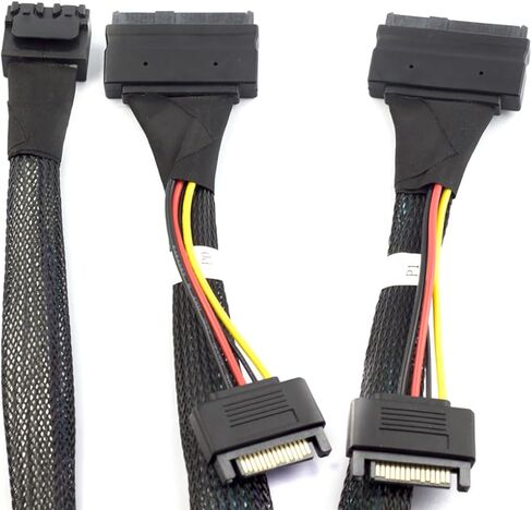 Mini SAS HD 8643 4i to Dual SAS 8639 with SATA 15-Pin Cable – 12Gbps High-Speed Server Interconnect, 32AWG Copper Wire (1m) in Saudi Arabia