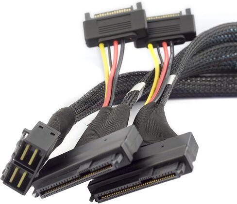 Mini SAS HD 8643 4i to Dual SAS 8639 with SATA 15-Pin Cable – 12Gbps High-Speed Server Interconnect, 32AWG Copper Wire (1m) in Saudi Arabia