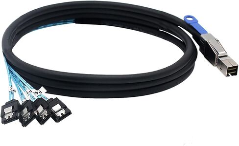 MINI SAS HD SFF-8644 مع IC إلى 4 × كابل SATA 7-PON-6 جيجابت في الثانية محرك الأقراص الصلبة عالي السرعة الخادم ، سلك النحاس 28AWG (1M) in Saudi Arabia