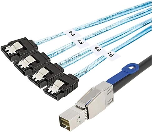 MINI SAS HD SFF-8644 مع IC إلى 4 × كابل SATA 7-PON-6 جيجابت في الثانية محرك الأقراص الصلبة عالي السرعة الخادم ، سلك النحاس 28AWG (1M) in Saudi Arabia