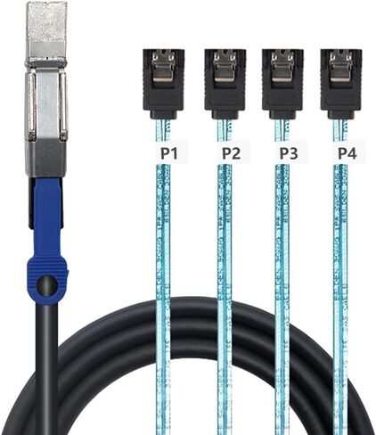 MINI SAS HD SFF-8644 مع IC إلى 4 × كابل SATA 7-PON-6 جيجابت في الثانية محرك الأقراص الصلبة عالي السرعة الخادم ، سلك النحاس 28AWG (1M) in Saudi Arabia
