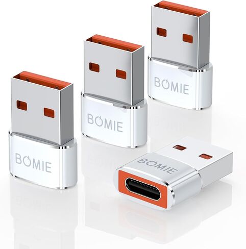 Bomie USB إلى USB C Adapter 10 Pack ، PD27W/66W/QC100W شحن سريع 480 ميغابت في الثانية ، Type-C أنثى إلى محول الذكور USB2.0 ، أبيض ، قذيفة من ألومنيوم لـ M-Acbook ، Phone 15/16 ، Pad ، G-Ogle ، White ، White in Kuwait