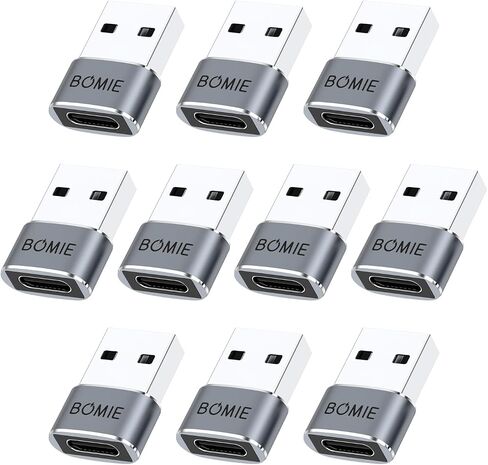 Bomie USB إلى USB C Adapter 10 Pack ، PD27W/66W/QC100W شحن سريع 480 ميغابت في الثانية ، Type-C أنثى إلى محول الذكور USB2.0 ، أبيض ، قذيفة من ألومنيوم لـ M-Acbook ، Phone 15/16 ، Pad ، G-Ogle ، White ، White in Saudi Arabia