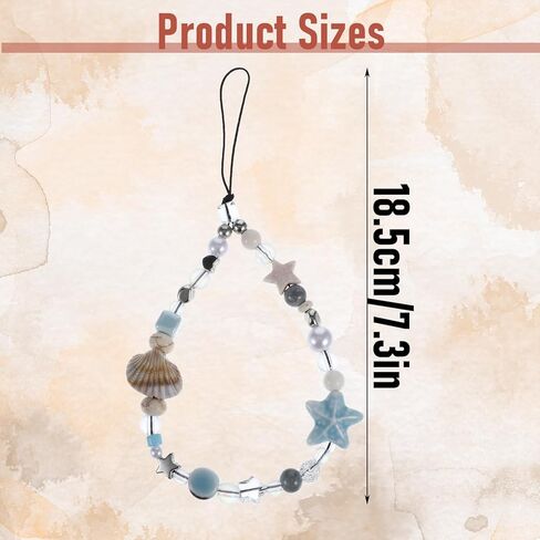 2 Pcs Beaded Wrist Straps, Phone Charm Wrist Strap Starfish Shells Camera Charm Handmade Craft Lanyard Charms Multicolor Shell Accessories for Phone Bag Keychain Wallet in Saudi Arabia