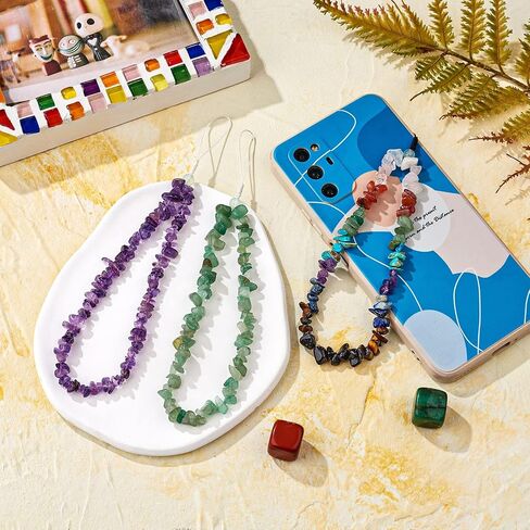 Ornaland Beaded Phone Charm Wrist Strap Natural Gemstone Phone Charms Chain Anti-lost lanyard Wrist Strap Suitable for Case Backpack Keychains Cameras Wallets in Kuwait