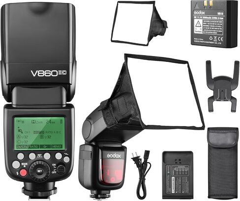 كاميرا مضيئة مضيئة V860II-N i-TTL 2.4G مزامنة عالية السرعة 1/8000s GN60 بطارية ليثيوم أيون مع جهاز إرسال X1T-N اللاسلكي متوافق مع كاميرات نيكون دي اس ال ار و 15 × 17 سم ضوء USB in Kuwait