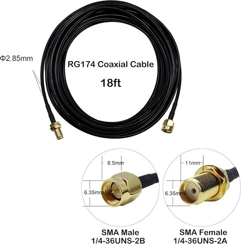 SMA Extension Cable 18ft ، SMA Male to Ender Low Loss RG174 Coaxial Cable Extender for SDR ، Camera Wireless Security ، نظام الشبكة ، GPS LTE 4G 5G WIFI HADENNAS in Kuwait
