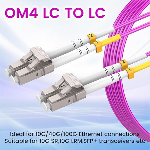 OM4 LC to LC Fiber Patch Cable 3Meter 6 -pack ، 40g/100gb 50/125um multimode duplex cable cable lszh (Magenta) - 3M 6Pack in Kuwait