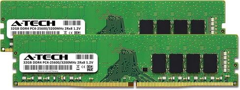A-Tech 64GB (2x32GB) استبدال RAM لـ CT2K32G4DFD832A | DDR4 3200MHz PC4-25600 (PC4-3200AA) CL22 UDIMM 2RX8 1.2V وحدات ذاكرة سطح المكتب 288-PIN in Kuwait