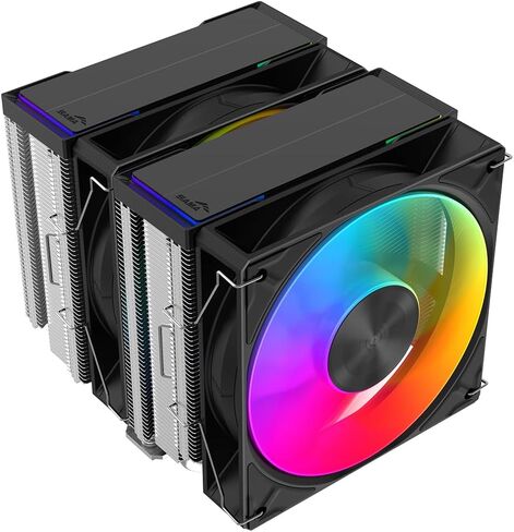 Sama A60B Dual Tower CPU Air Cooler ، 6 أنابيب حرارة ، 2 × 120 ملم مراوح خاتم دليل ، 265W تبريد TDP ، تشغيل 29DBA هادئ ، الانتهاء من المعادن المتميزة ، Intel LGA 115X/1200/1700/1851 & AMD AM4/AM5 Compatible in Kuwait