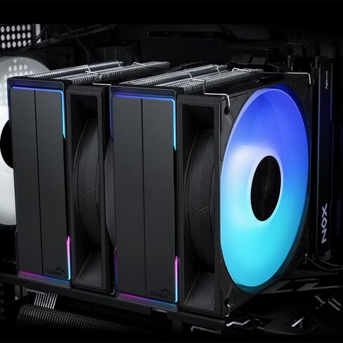 Sama A60B Dual Tower CPU Air Cooler ، 6 أنابيب حرارة ، 2 × 120 ملم مراوح خاتم دليل ، 265W تبريد TDP ، تشغيل 29DBA هادئ ، الانتهاء من المعادن المتميزة ، Intel LGA 115X/1200/1700/1851 & AMD AM4/AM5 Compatible in Kuwait