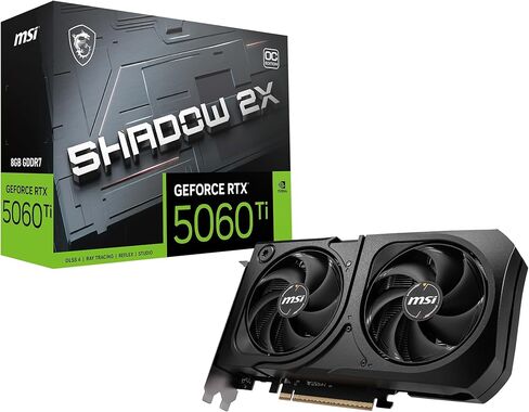 MSI Gaming RTX 5060 TI 8G Shadow 2x OC Graphics Card (8GB GDDR7 ، TBA-BIT ، الأداء القصير: TBA MHZ ، DisplayPort X3 2.1A ، HDMI 2.1B ، NVIDIA Blackwell Architecture) in Kuwait