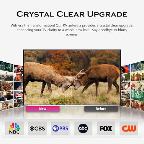 هوائي RV TV - هوائي HD الرقمي المتضخم للعربة ، مقطورة ، شاحنة ، قافلة ، قارب - 32.8 قدم كابل HDTV Coxial (أسود) in Saudi Arabia