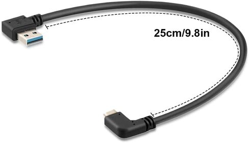 Oxsubor USB C 90 Degree Right Angle Cable Extension USB 3.0 Type c Cable Left & Right Angle Male (25CM,9.8IN)(2 Pack) in Kuwait