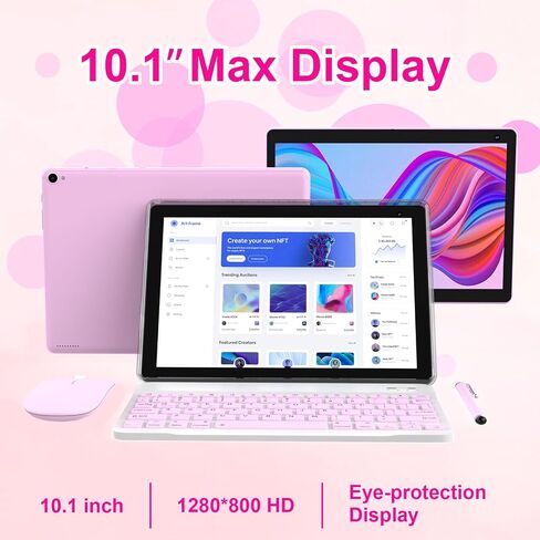 Android 15 Tablet 10 Int ، 2 في 1 أقراص مع قلم الماوس لحالة لوحة المفاتيح ، ذاكرة الوصول العشوائي 6GB 32GB ROM 1TB توسيع ، جهاز لوحي معالج رباعي ، WIFI ، BT ، 1280 × 800 HD ، 6000 مللي أمبير في الساعة ، الكاميرا المزدوجة ، GMS ، عريض L1 in Kuwait