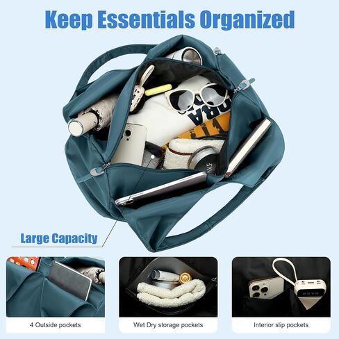 Forestfish Duffel Bag Gym Totes with Dry Wet Pocket & Shoes Compartment for Women and Men,Black in Kuwait