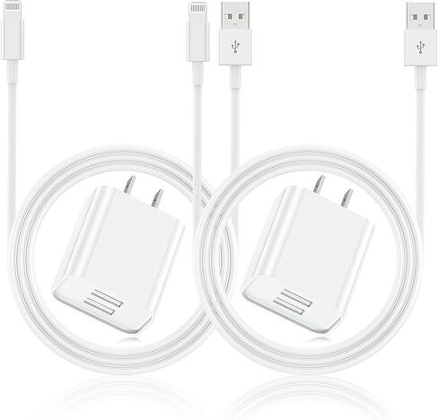 شاحن iPhone وتوصيل الجدار ، سلك كبل البرق 6 قدمًا مع مربع كتلة محول شحن USB مزدوج للمنفذ السريع لـ Apple iPhone 14 Pro Max/13 Pro/12 Mini/11/XR/X/XS Max/8/7s Plus/SE/5C/IPAD in Kuwait