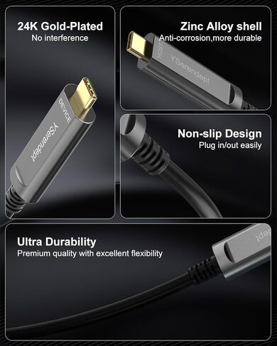 كبلات USB C Optic Optic Cable 50ft ، الزاوية اليمنى عالية السرعة 10 جيجابت في الثانية تمديد المسافات البصرية النشطة لكاميرات الويب ، كاميرات 4K ، VR/AR ، المراكز ، HDDs ، أجهزة العرض والأنظمة الطبية in Kuwait