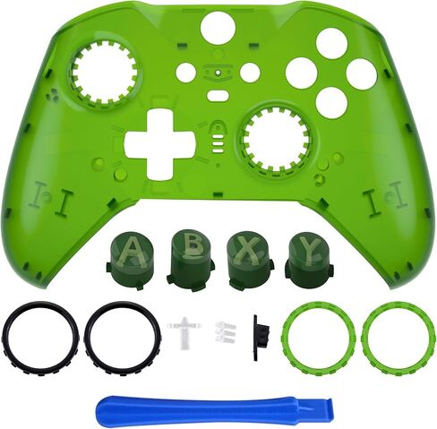 eXtremeRate Clear Green Faceplate Shell + Three-Tone ABXY Button for Xbox Elite 2 Core Controller in Saudi Arabia