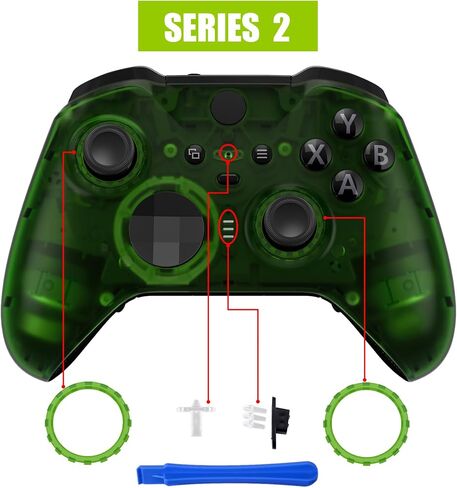 eXtremeRate Clear Green Faceplate Shell + Three-Tone ABXY Button for Xbox Elite 2 Core Controller in Saudi Arabia