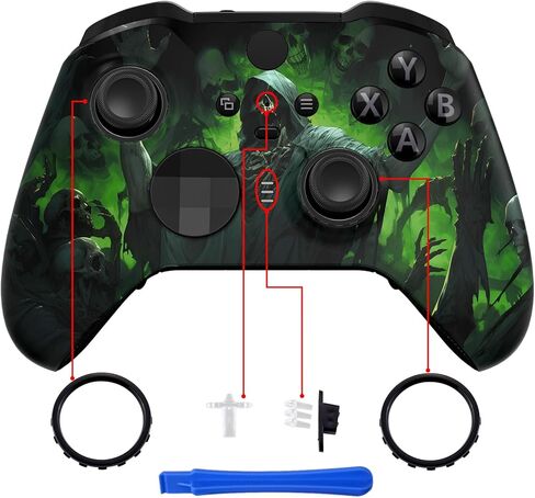 eXtremeRate Dark Carnival Patterned Faceplate Shell + Three-Tone ABXY Button for Xbox Elite 2 Core Controller in Saudi Arabia