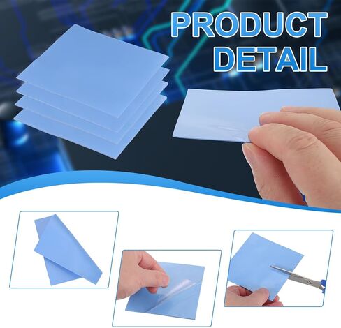 PATIKIL Thermal Pads 100x100mm，0.5mm+1mm+1.5mm+2mm, 8 Pack Silicone Cooling Thermal Pad for CPU GPU IC PCIe M.2 2280 SSD NVMe Heatsink, Blue in Saudi Arabia