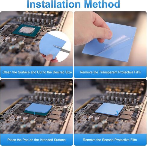 PATIKIL Thermal Pads 100x100mm，0.5mm+1mm+1.5mm+2mm, 8 Pack Silicone Cooling Thermal Pad for CPU GPU IC PCIe M.2 2280 SSD NVMe Heatsink, Blue in Saudi Arabia