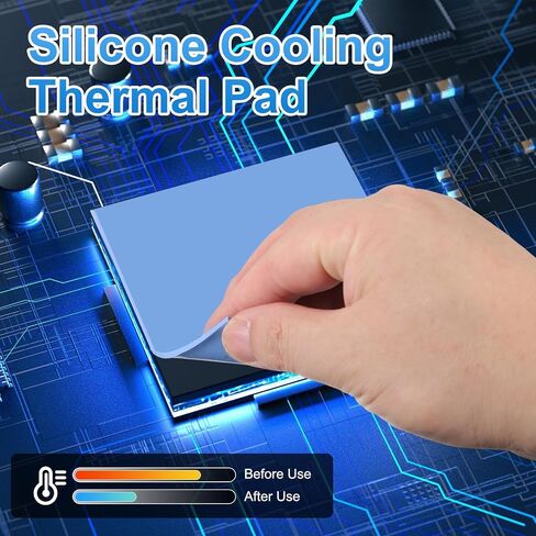 PATIKIL Thermal Pads 100x100mm，0.5mm+1mm+1.5mm+2mm, 8 Pack Silicone Cooling Thermal Pad for CPU GPU IC PCIe M.2 2280 SSD NVMe Heatsink, Blue in Saudi Arabia