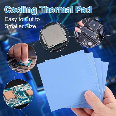 PATIKIL Thermal Pads 100x100mm，0.5mm+1mm+1.5mm+2mm, 8 Pack Silicone Cooling Thermal Pad for CPU GPU IC PCIe M.2 2280 SSD NVMe Heatsink, Blue in Saudi Arabia