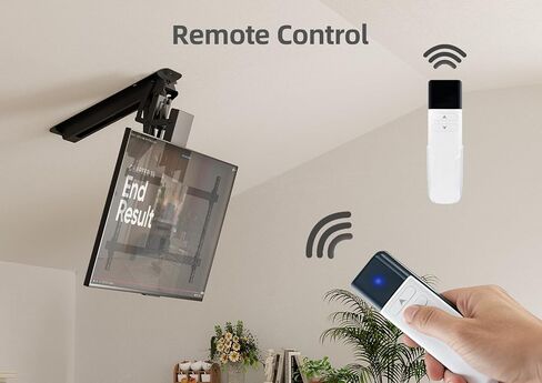Claiks Ceiling TV Mount-شريحة أزياء كهربائية مزودة بمحركات مع التحكم عن بُعد ، شاشات مسطحة ومنحنية من 32 إلى 70 بوصة ، Max Vesa 600x400mm ، متوافقة مع الأسطح المسطحة والأسود. in Kuwait