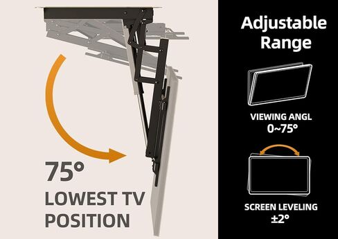 Claiks Ceiling TV Mount-شريحة أزياء كهربائية مزودة بمحركات مع التحكم عن بُعد ، شاشات مسطحة ومنحنية من 32 إلى 70 بوصة ، Max Vesa 600x400mm ، متوافقة مع الأسطح المسطحة والأسود. in Kuwait