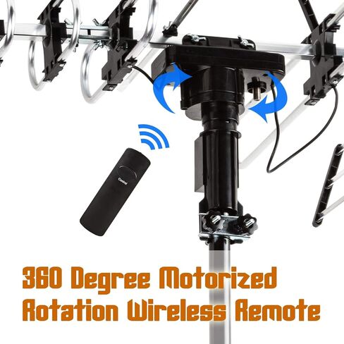 هوائي Fivestar Outdoor HD TV أقوى ما يصل إلى 200 ميل طويل المدى مع دوران 360 درجة مركزي ، وراديو UHF/VHF/FM مع التحكم عن بعد بالأشعة تحت الحمراء المتقدمة بالإضافة إلى مجموعة التثبيت (متجددة) in Saudi Arabia