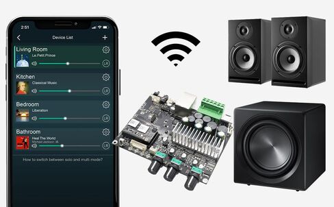 ARYLIC UP2stream 2.1 لوحة مضخم صوت مضخم الصوت ، WIFI و Bluetooth 5.0 50WX2 + 100W MultiRoom Sub Class D Amplifier Amplifier for DIY. in Kuwait