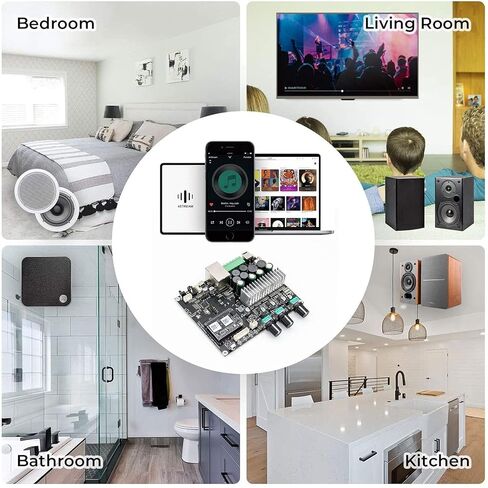 ARYLIC UP2stream 2.1 لوحة مضخم صوت مضخم الصوت ، WIFI و Bluetooth 5.0 50WX2 + 100W MultiRoom Sub Class D Amplifier Amplifier for DIY. in Kuwait