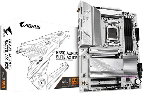 Gigabyte B650 Aorus Elite AX ICE (AM5/ LGA 1718/ AMD/ B650/ ATX/ 5 سنوات ضمان/ DDR5/ Triple M.2/ PCIE 5.0/ USB 3.2 Gen2x2 Type-C/ WiFi 6E/ 2.5GBE LAN/ SNOW WHITE/ EZ-Latch/ MOTHERCH in Saudi Arabia