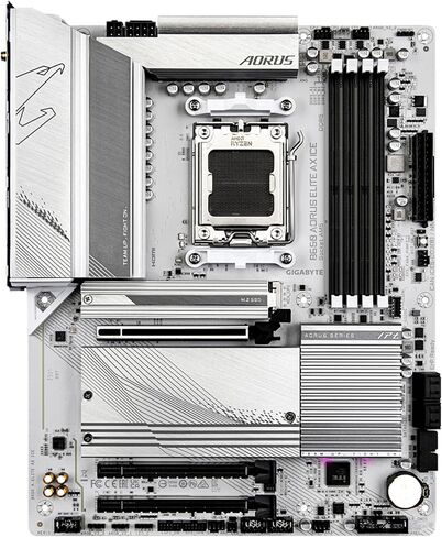 Gigabyte B650 Aorus Elite AX ICE (AM5/ LGA 1718/ AMD/ B650/ ATX/ 5 سنوات ضمان/ DDR5/ Triple M.2/ PCIE 5.0/ USB 3.2 Gen2x2 Type-C/ WiFi 6E/ 2.5GBE LAN/ SNOW WHITE/ EZ-Latch/ MOTHERCH in Saudi Arabia