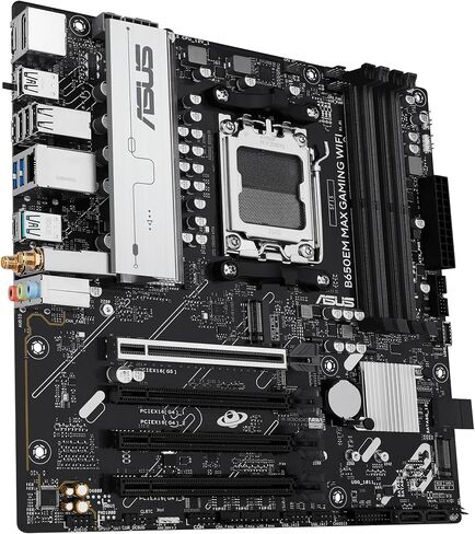ASUS B650EM MAX Gaming WiFi AMD B650 mATX Motherboard, DDR5, PCIe 5.0 Ready, 3X M.2 Slots, WiFi6, 1Gb Ethernet, DisplayPort, HDMI, Rear USB 10Gbps Type-A & Type-C Ports, BIOS Flashback, Aura Sync in Saudi Arabia