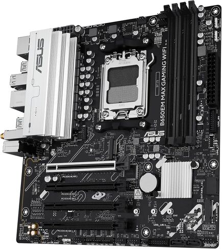 ASUS B650EM MAX Gaming WiFi AMD B650 mATX Motherboard, DDR5, PCIe 5.0 Ready, 3X M.2 Slots, WiFi6, 1Gb Ethernet, DisplayPort, HDMI, Rear USB 10Gbps Type-A & Type-C Ports, BIOS Flashback, Aura Sync in Saudi Arabia