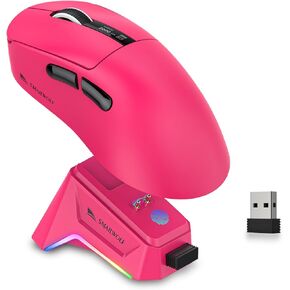 Wireless Gaming Mouse with RGB Charging Dock, 57g Lightweight Ergonomic Computer Mice, 12K DPI Optical Sensor, 1KHz Polling, 5 Programmable Buttons, Tri-Mode BT5.1/2.4G/USB-C for PC & Mac (Red) in Kuwait