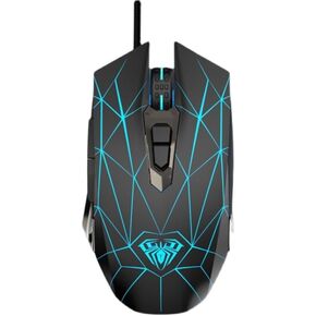 Mechnical E-Sports Gaming Gaming Mouse- USB 7 أزرار قابلة للبرمجة مع 2400 ضوء توصيل DPI-Wired Connection (أسود) in Kuwait