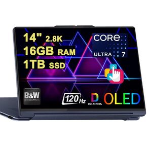 Lenovo Yoga 9 2-in-1 Laptop 14" 2.8K OLED 120Hz Touch (100% DCI-P3) Intel 16-core Ultra 7 155H (Up to 11 Tops) 16GB RAM 1TB SSD B&W w/Pen for Creator Business Professional Win11 ICP Hub w/Copilot AI in Saudi Arabia