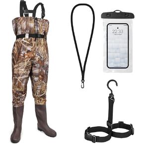 Fishing Waders for Men with Boots, Nylon/PVC Waterproof Chest Waders with Boot Hanger, Bootfoot Chest Wader for Fishing Hunting in Kuwait