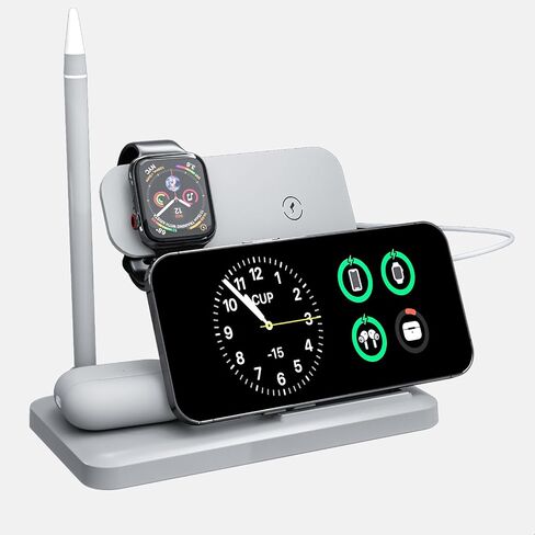Wireless Charging Station Charger Stand - 4 in 1 Wireless Charger Charging Stand for iPhone12-13 Series, for iWatch and AirPods, for Pencil 1st Generation in Saudi Arabia