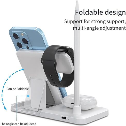 Wireless Charging Station Charger Stand - 4 in 1 Wireless Charger Charging Stand for iPhone12-13 Series, for iWatch and AirPods, for Pencil 1st Generation in Saudi Arabia