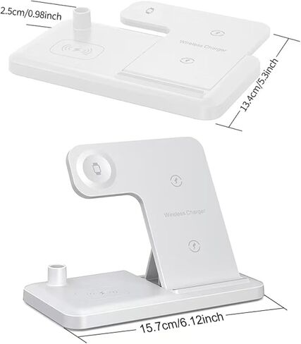 Wireless Charging Station Charger Stand - 4 in 1 Wireless Charger Charging Stand for iPhone12-13 Series, for iWatch and AirPods, for Pencil 1st Generation in Saudi Arabia