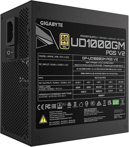 GIGABYTE UD1000GM PG5 V2-1000W 80 Plus Gold Certified - PCIE5 in Saudi Arabia