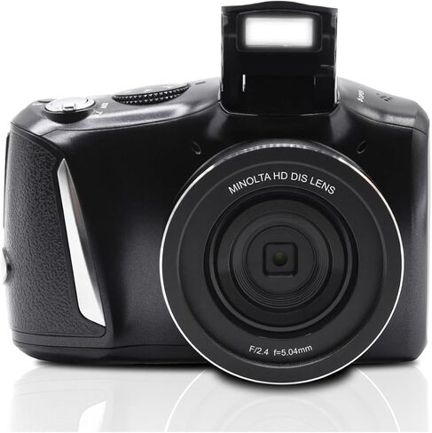 Minolta 48mp Digital Camera-4K Ultra HD Video ، 16x Digital Zoom ، 3.0 "شاشة LCD ، مضاد للانتشار ، الفاصل الزمني ، الكشف عن الوجه ، مرشحات الألوان ، أوضاع المشهد ، بطاقة 32 جيجابايت (أسود) (متجدد) in Saudi Arabia