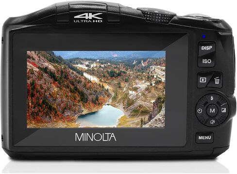 Minolta 48mp Digital Camera-4K Ultra HD Video ، 16x Digital Zoom ، 3.0 "شاشة LCD ، مضاد للانتشار ، الفاصل الزمني ، الكشف عن الوجه ، مرشحات الألوان ، أوضاع المشهد ، بطاقة 32 جيجابايت (أسود) (متجدد) in Saudi Arabia