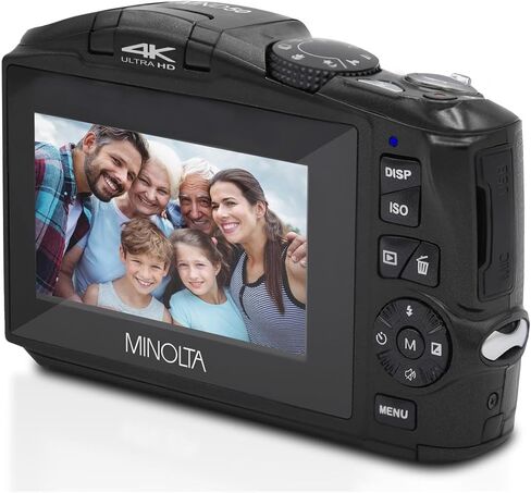 Minolta 48mp Digital Camera-4K Ultra HD Video ، 16x Digital Zoom ، 3.0 "شاشة LCD ، مضاد للانتشار ، الفاصل الزمني ، الكشف عن الوجه ، مرشحات الألوان ، أوضاع المشهد ، بطاقة 32 جيجابايت (أسود) (متجدد) in Saudi Arabia